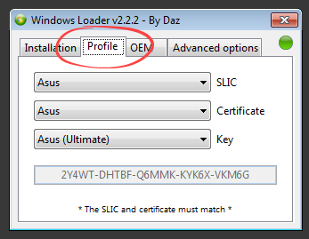 Профиль в Windows 7 Loader By Daz