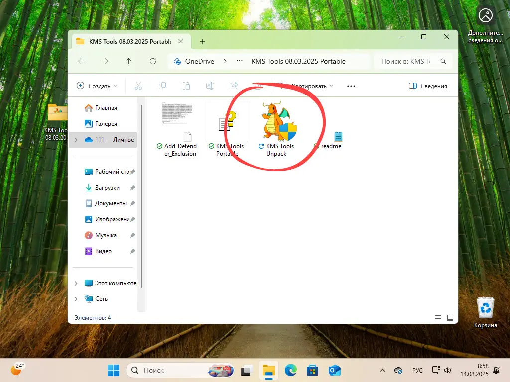 Файл распаковки активатора KMSTools